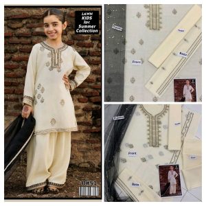 Charming Girl's Embroidered Lawn Suit